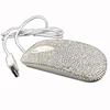 Cute Gift Computer Gaming White Wired USB Mouse with Rhinestone