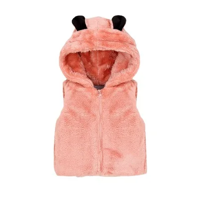 

KYO Boys And Girls Autumn And Winter Vest Clothes Baby Plush Cartoon Padded Hooded Vest Outing Clothes