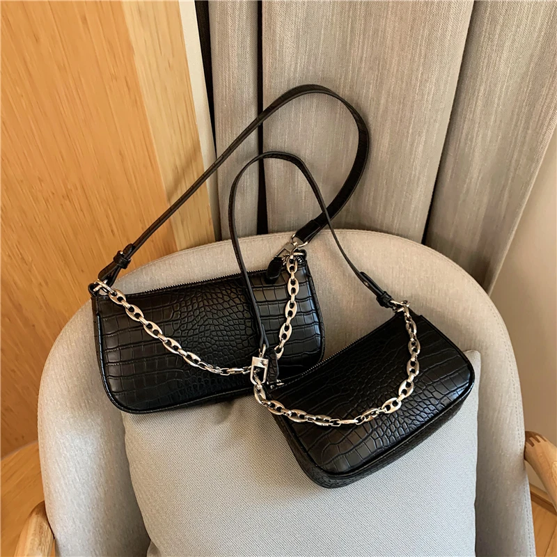 

High quality small square bag crocodile pattern shoulder bag solid color crossbody handbags for women 2020 new style