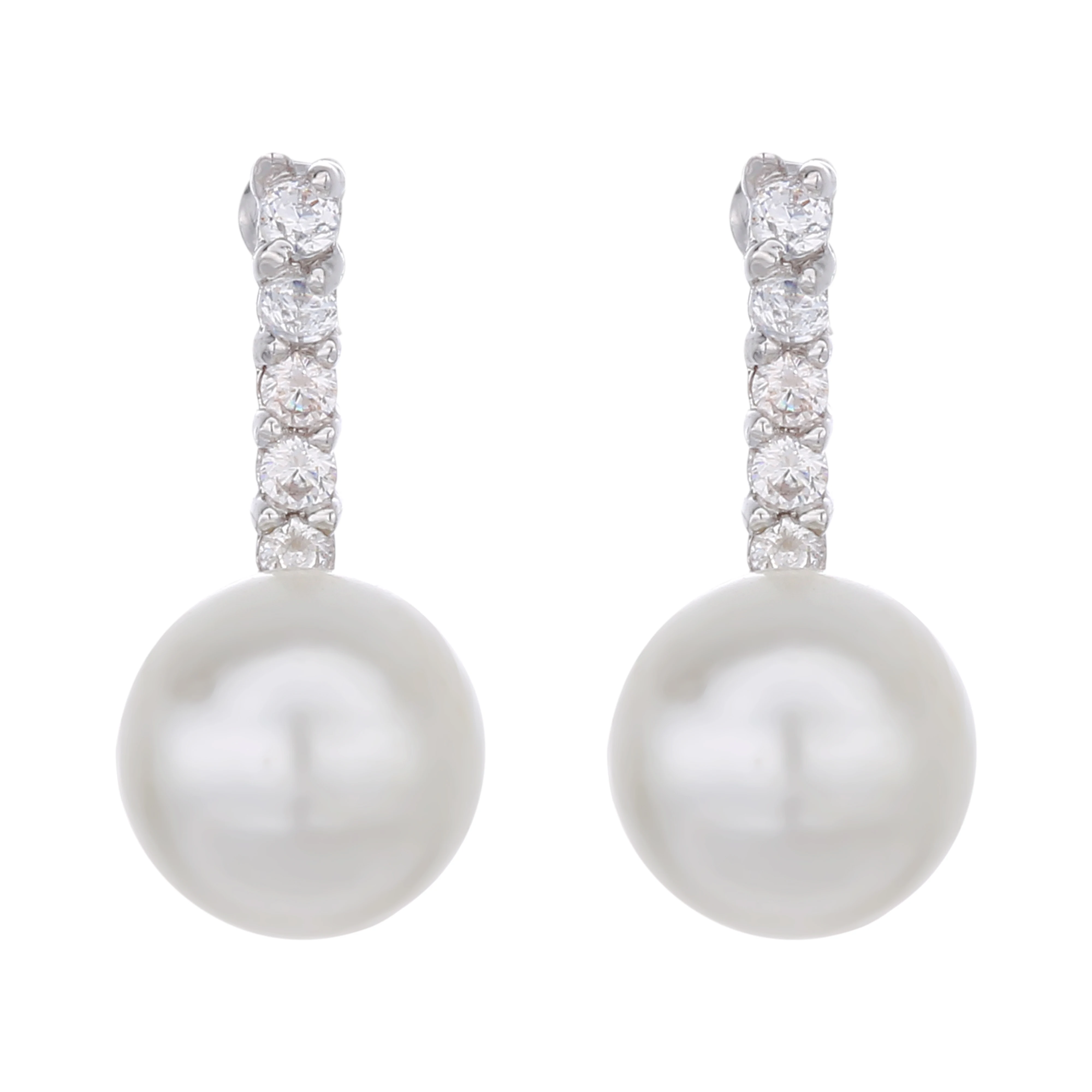 

Modern Charm White Gold Pearl Earrings Claw Setting Zircon Drop Earring Pearl Women Girls