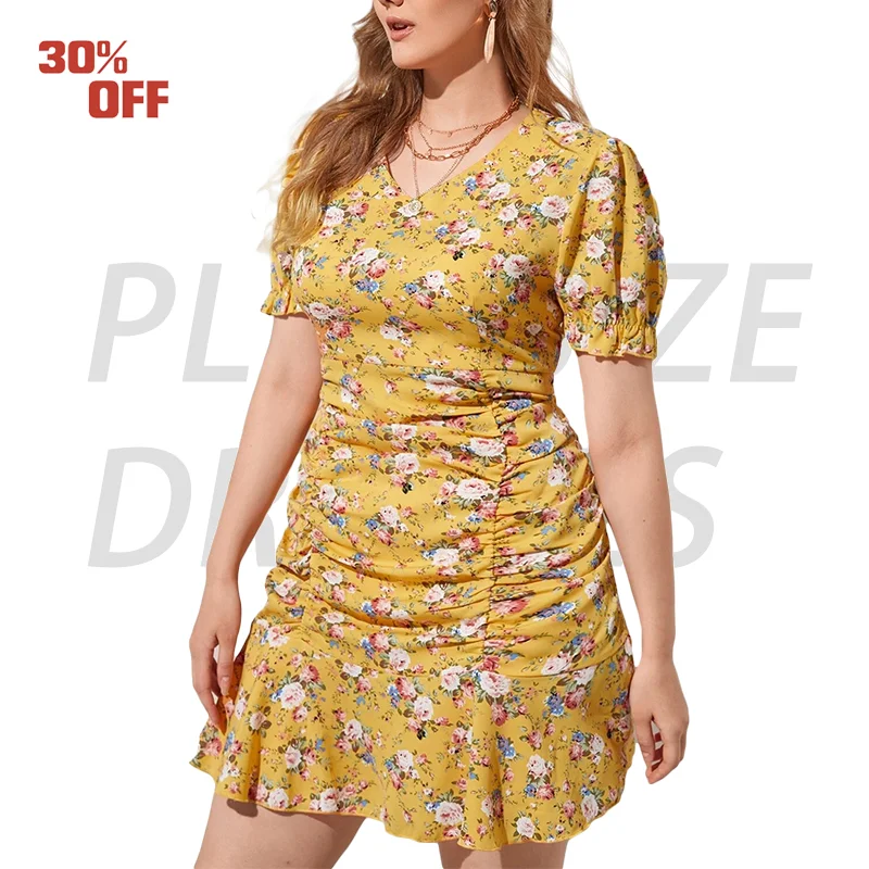 

Sexy Bodycon Dress ropa de mujer talla grande Floral plus size dress for women