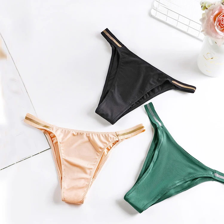 

Women sexy thongs panties delicate quality stain panties bragas mujer ice silk bikini g string thongs for women