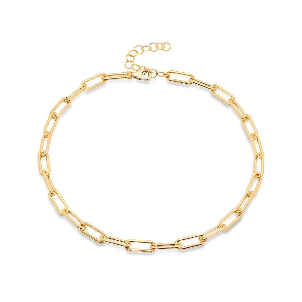 

2020 New Stainless Steel Custom Women Simple Gold Plated Link Chain Bracelet Plain Layered Rectangle Paper Clip Chain Bracelet, Gold/silver/black