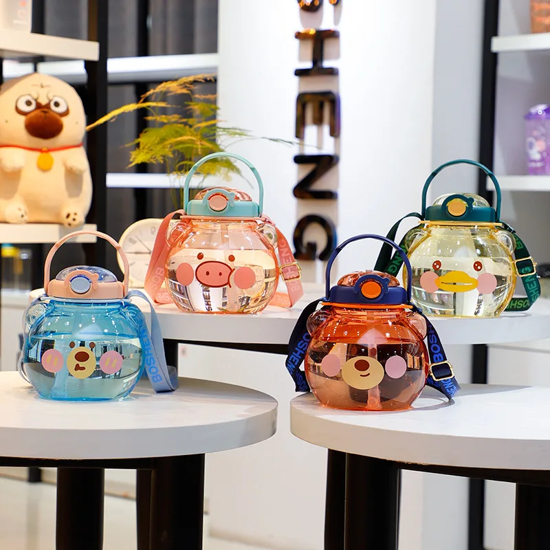 

Wholesale summer Children kawaii water bottle fashion kids plastic nice water bottle for school, 5 colors