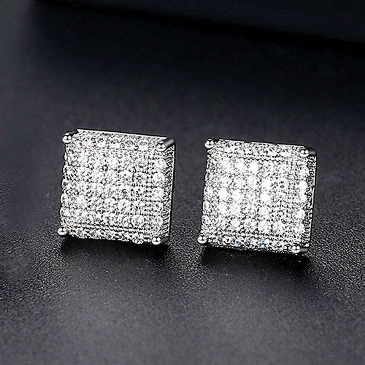 

Wholesale Gold Square Shape Diamond Stud Earrings