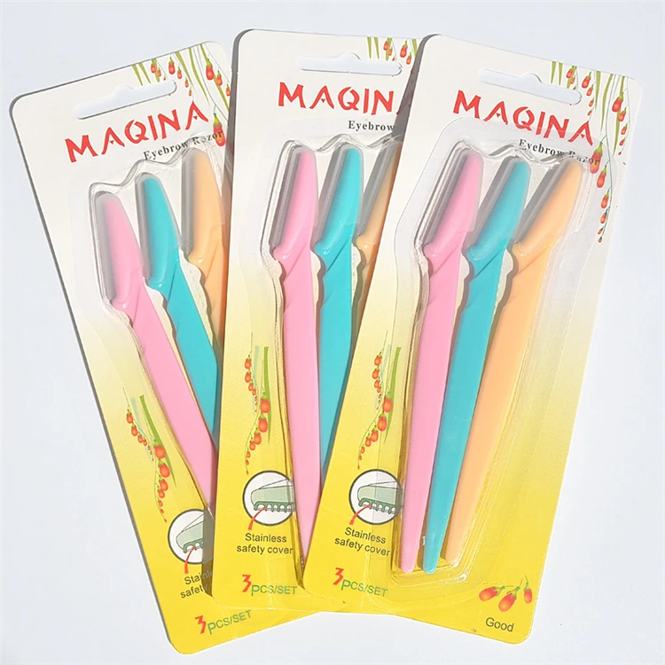 

Wholesale new portable stainless steel simple eyebrow knife micro sharp shaving artifact beauty tool set