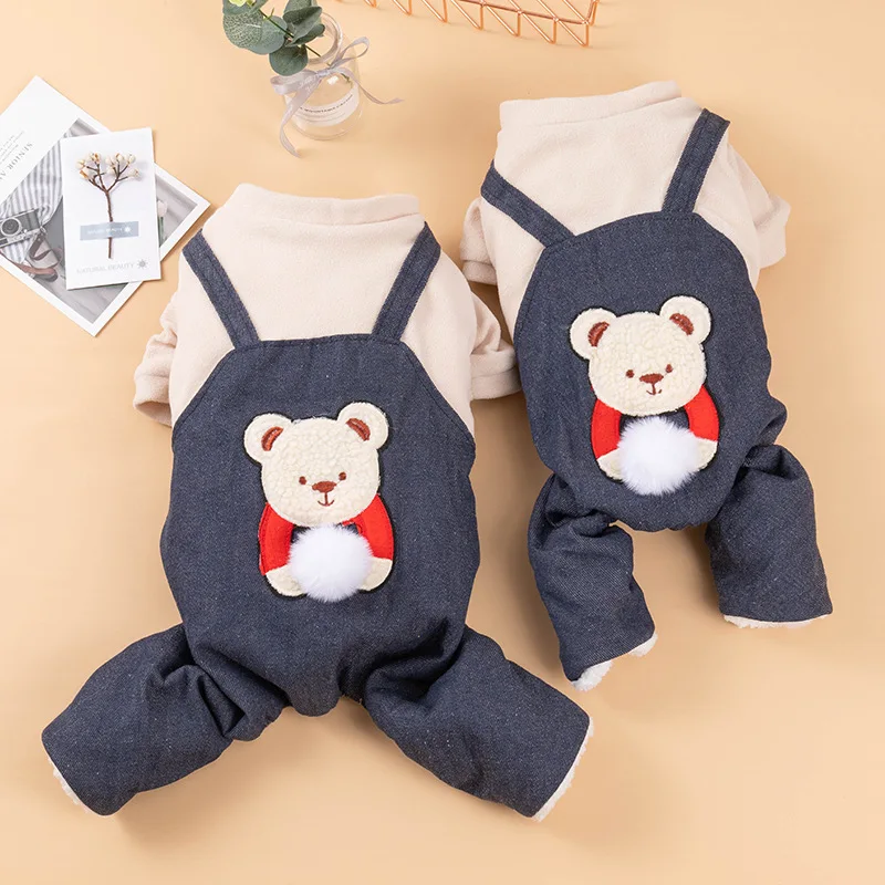 

Pet Thickening Four-legged Clothes Teddy Puppy Dog Pomeranian Schnauzer Bichon Clothes Autumn And Winter Clothing Small Dog