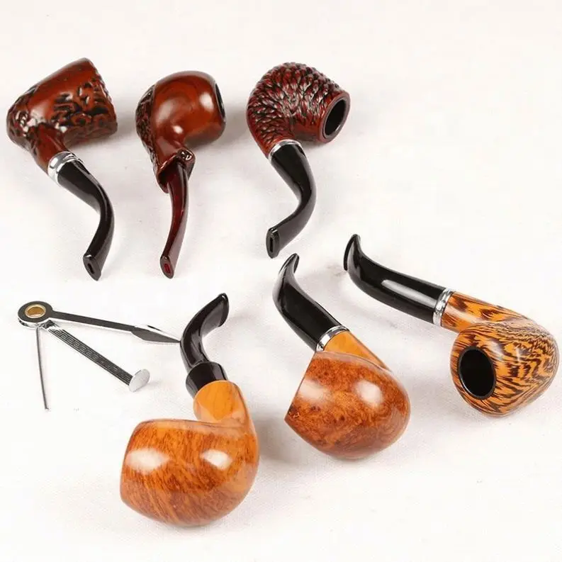 

Hot Sale 16 cm Gift Box Wood Color Tobacco Pipe 6 Per Box, Picture