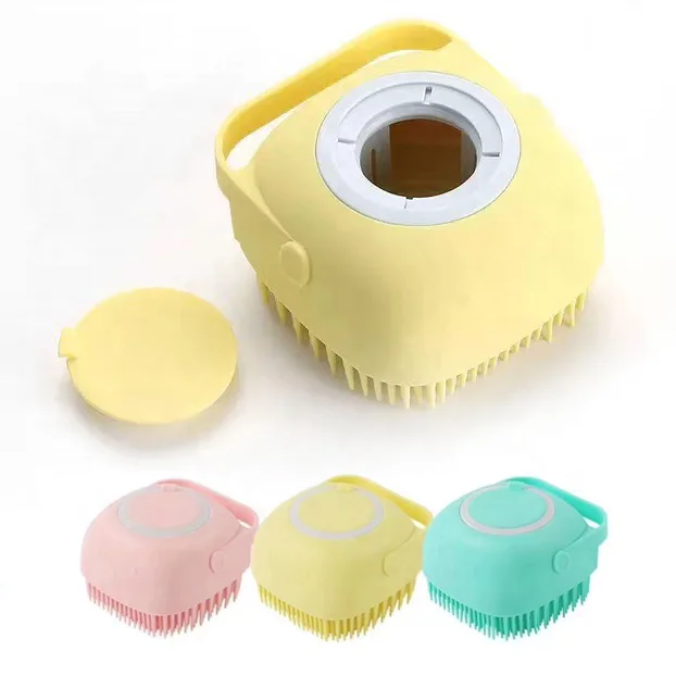

Private label Body Brush Shower Scrubber with Shower Gel Dispenser Function Soft Silicone Bath Massage Body Brush Showe, Yellow,pink,green,etc..