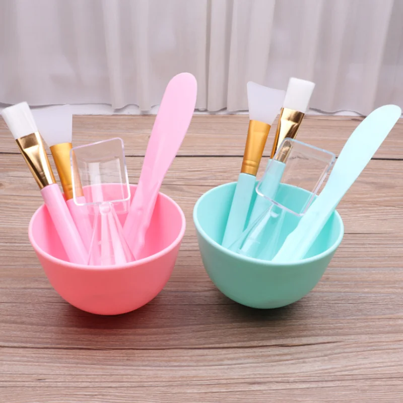 

DIY Silicone Facial Mask Mixing Tool with Mask Bowl Brushes Stick Spatula and 2 in 1 Measuring Cup, Pink