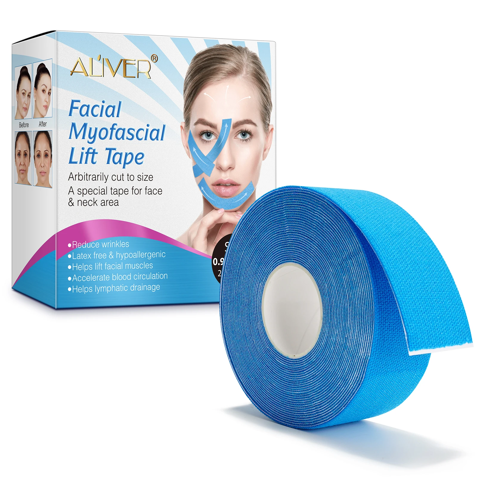 

ALIVER Anti Wrinkle Remover Myofascial Kinesiology Face Beauty Facial Lift Tape
