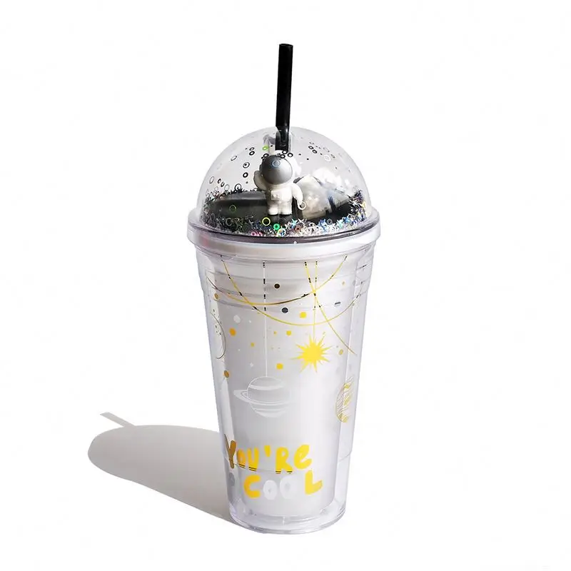 

Plastic Coffee Reusable Cup With Cups Cold Customized Magic Tumblers To Go Mug Lid Clear 710Ml Glitter Frosted Iced Lids Mugs