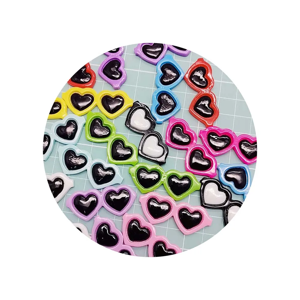 100Pcs Slime Charms Mini Love Sunglasses Resin Flatback Accessories Beads Making Supplies DIY Scrapbooking Craft