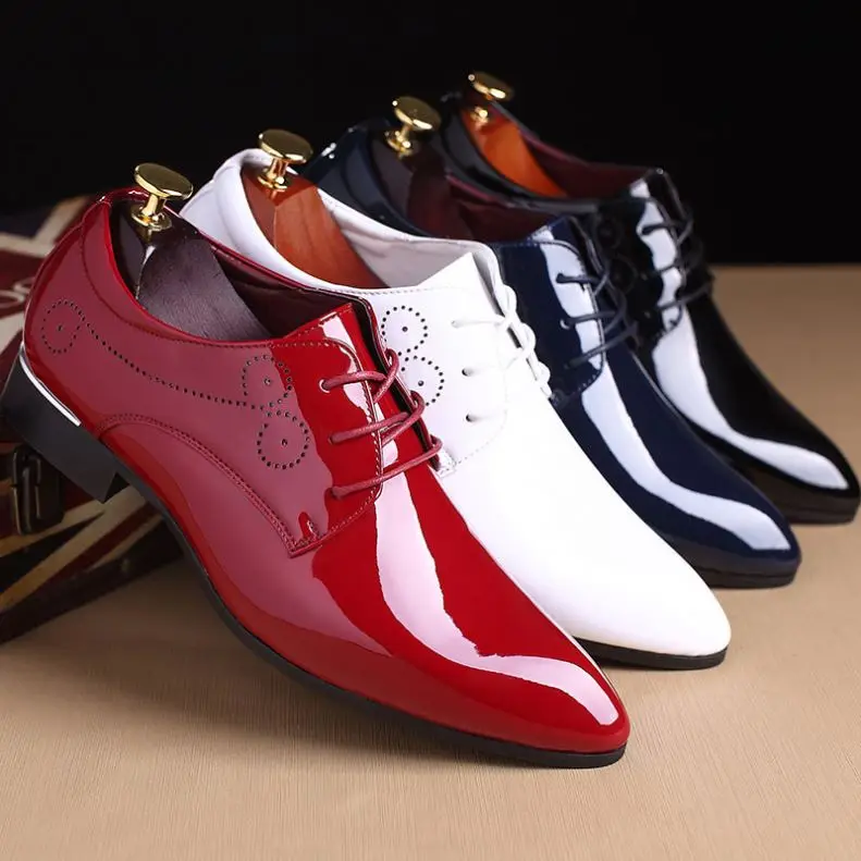 

SS00012 Amazon hot selling white formal dress shoes for men 2019 wholesale casual leather lace shoes, Blue,black,white,red