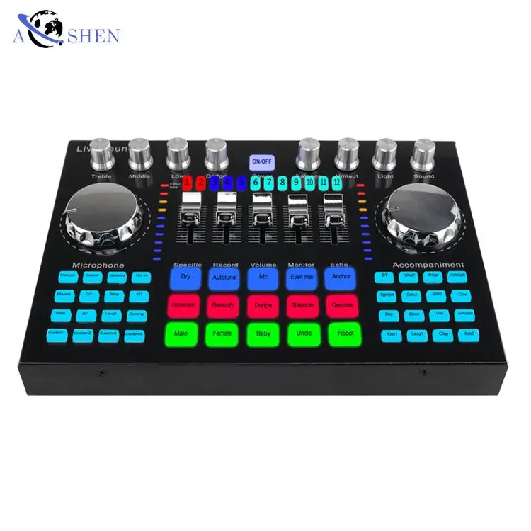 

Factory price USB Sound Card External Smart Phone Tablet Live Show record With BT Interface audio mixer Soundcard