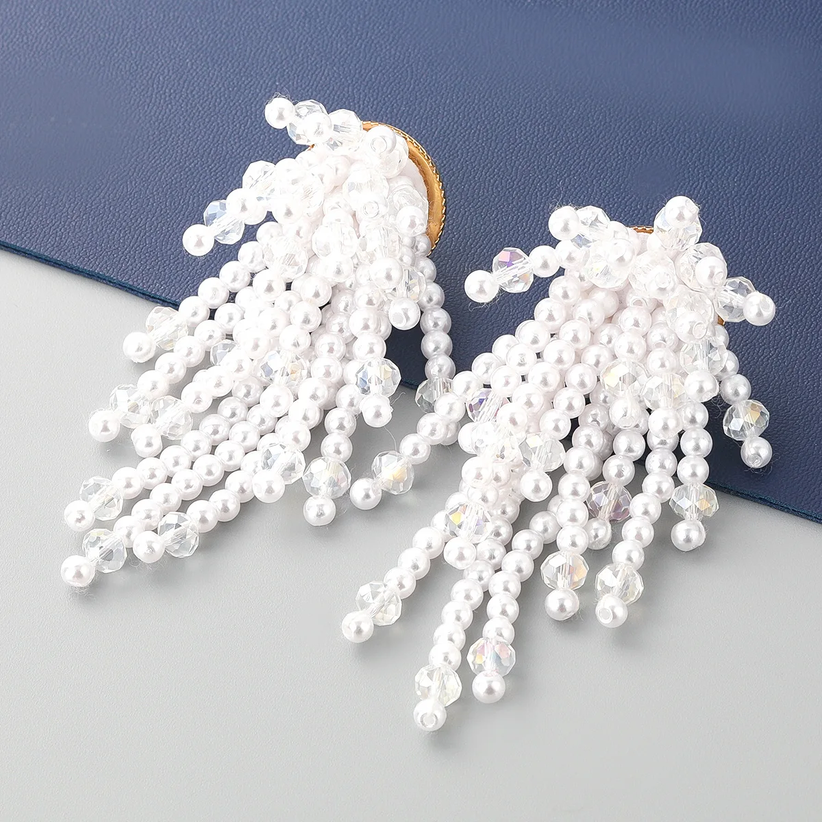 

Jachon Dangle Earring Bead Pearl floral Tassel Earrings Statement Earring for Women Wedding jewelry