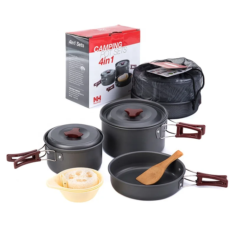 

Naturehike Outdoor Tableware Hiking Camping Cookware Set 4 in 1 Picnic 2-3 preson camping cooking set