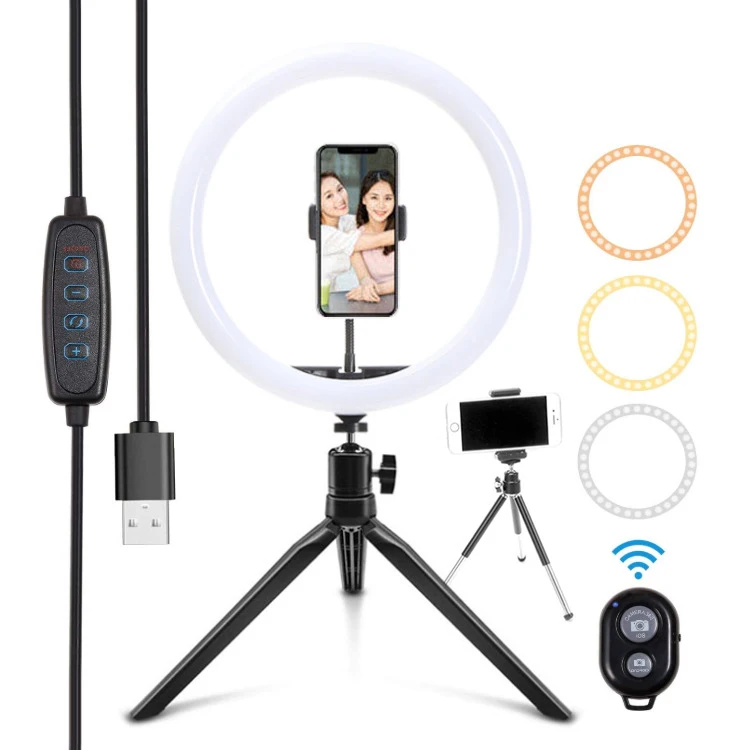 

2020 multicolor tripoide aro de luz for tik tok video light lamp fill light aro de luz led selfie ring light with tripod stand, Black or custom