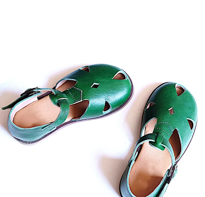 

green vegan leather soft touch casual kids summer shoes online sandals