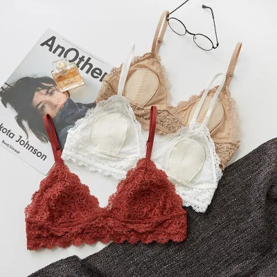 

VK520-French thin section rimless bralette sexy lace comfortable triangle cup bra,french underwear, Pics shows