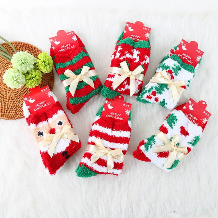 

Hot Sale Fashion Fuzzy Warm Christmas Socks Soft Thick Towel Women Floor Socks, Custom color