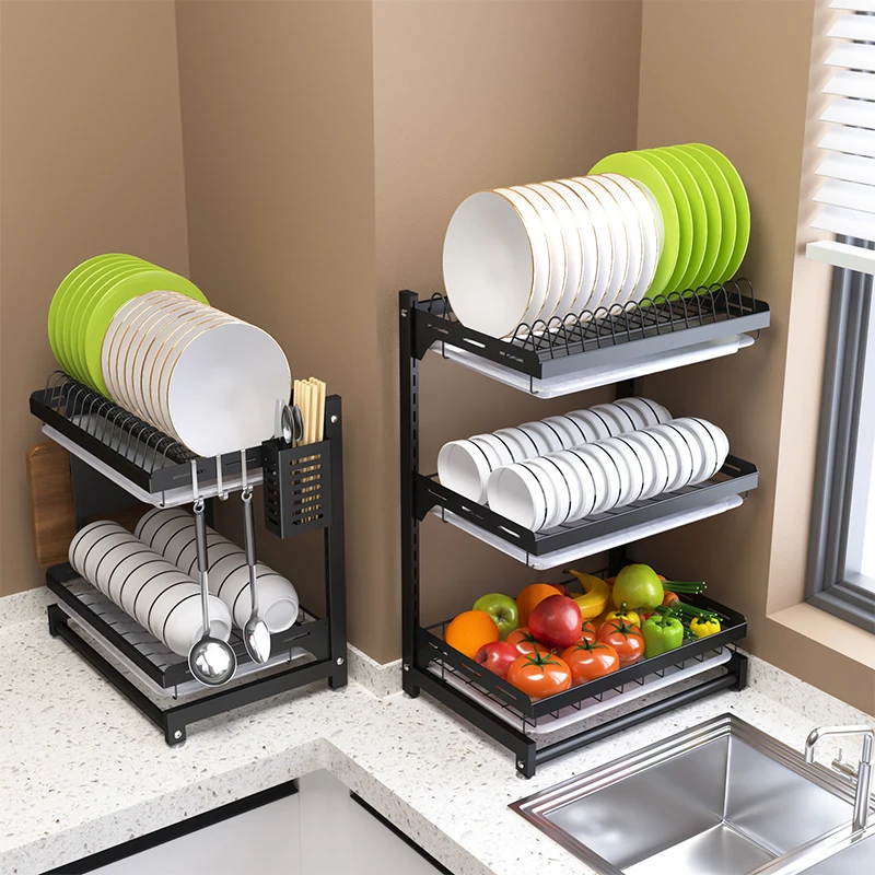 

kitchen organizers 2 /3 floor kitchen black desktop hanging commercial stainless steel dish rack