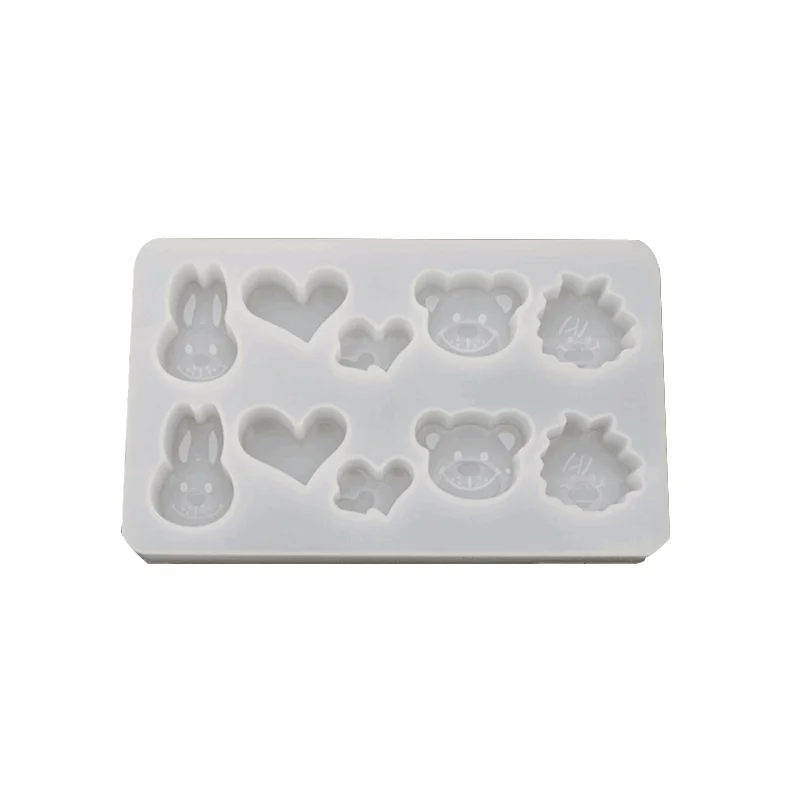 

Elated diy crystal drop glue rabbit bear pendant handmade silica gel ice lattice production mirror mold, White