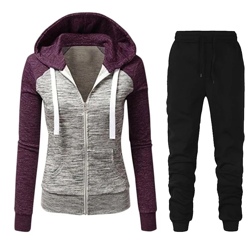 

Women sports two piece casual tracksuit sweatshirts pullover hoodie pants suit trousers outfits, Custom color