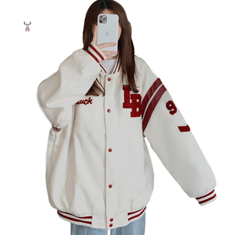 

Custom Chenille Patch Logo Plus Size Color Blocking Fashion Wear Varsity Jacket Women