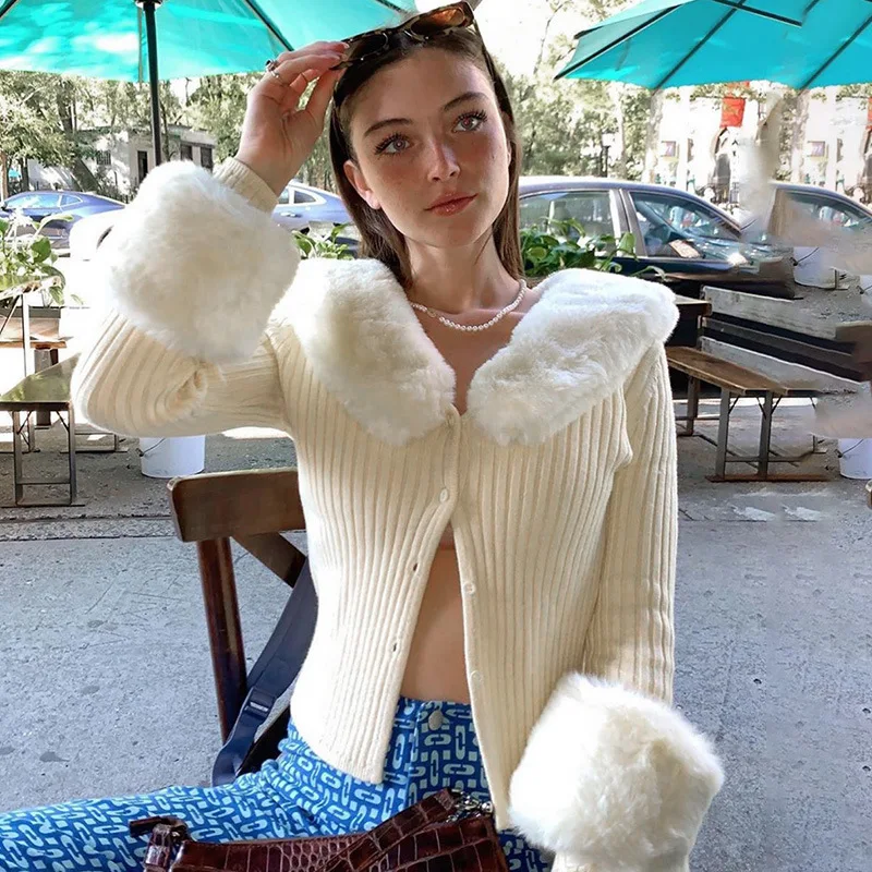 

High Quality Cute Long Sleeve Button Up Sweater Cardigan 2020 Fur Fall Jackets Women For Ladies