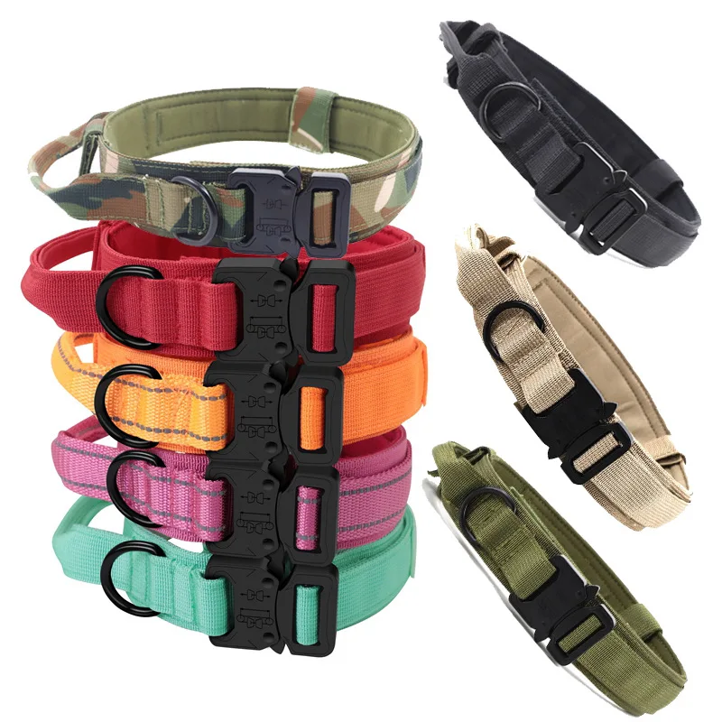 

Manufacturer wholesale multi-colors nylon dog collar medium large, Black,beige,pink,red,orange,green,camouflage