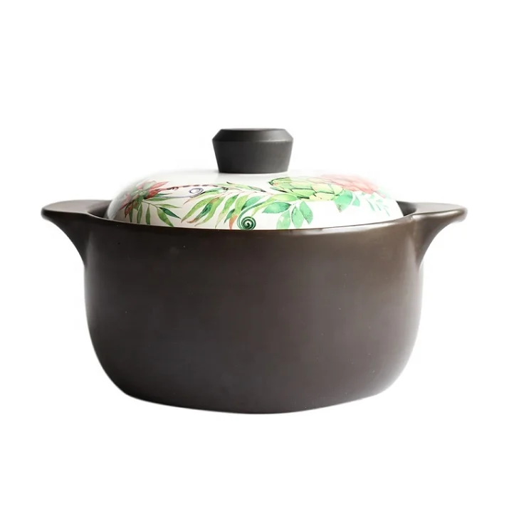 

Open flame soup pot household casserole nutrition healthy soup pot ceramic casserole, Red / green