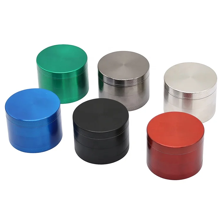 

4 Parts Zinc Alloy 40MM 50MM 55MM 63MM Classic Tobacco Smoking Pipe Accessories Dry Herb Grinder Weed Wholesale, Black/green/red/silver/gun/blue