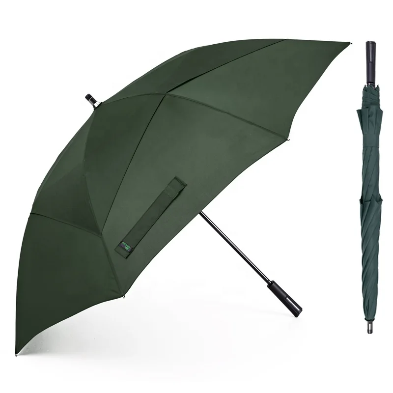 

Promotional Direct Supplier Promo 60 Inch Rain Resistant and Windproof Green Double Layer Golf Umbrella with Logo