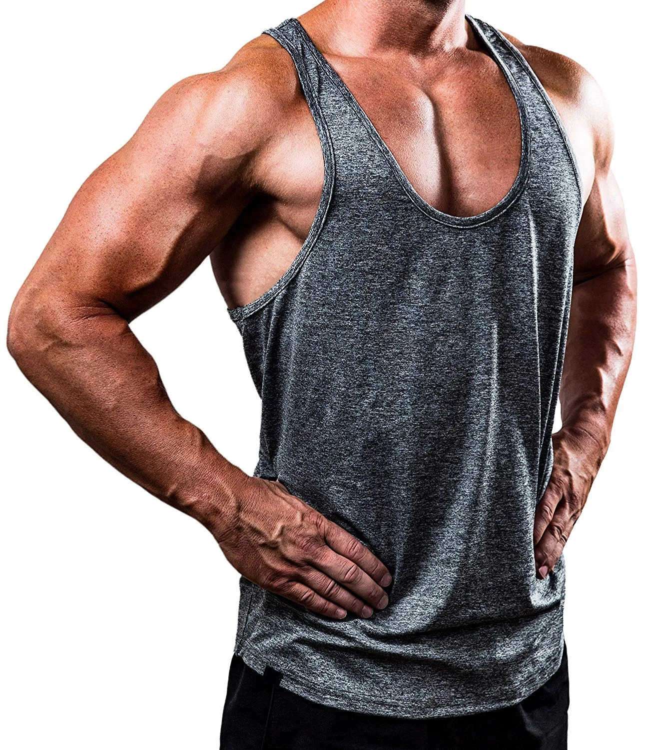 Custom Logo Design Solid Polyester Breathable Quick Dry Tank Top for Men Plus Size Gym Sports Workout Fitness Vest