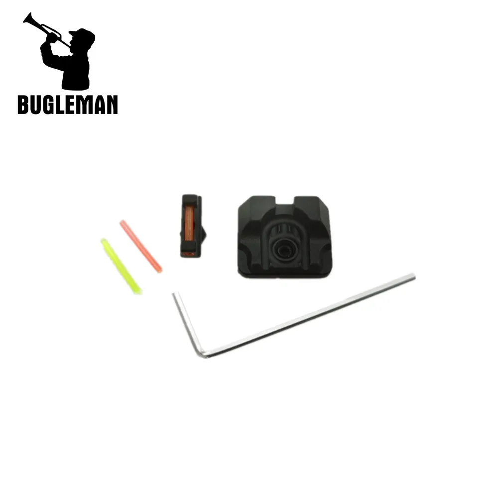 

Bugleman 230 Fiber Optic Front Sight / Rear Combat 3 color Glock Sight v3 Black for Glock, Red