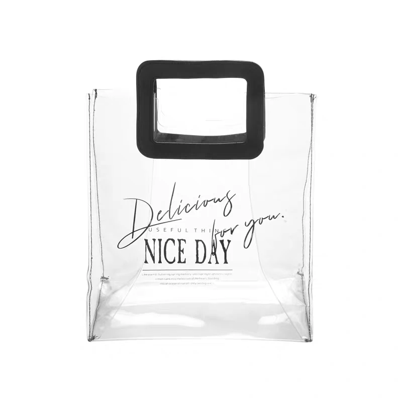

Eco Friendly Promotional Clear PVC Plastic Shopping Gift Bag, Customized color
