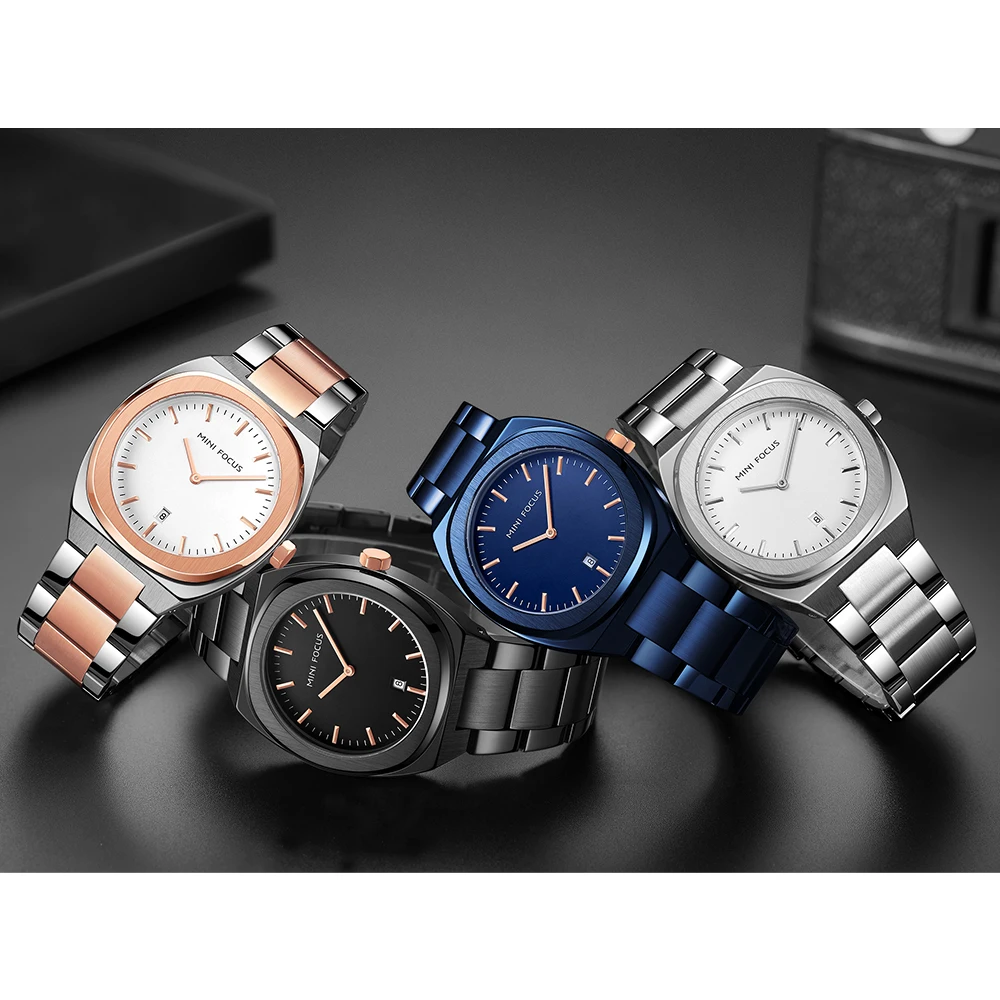 

Mini Focus Low MOQ Custom Logo Men Luxury Quartz Wrist Watches Analog Fashion Sport Steel Watches