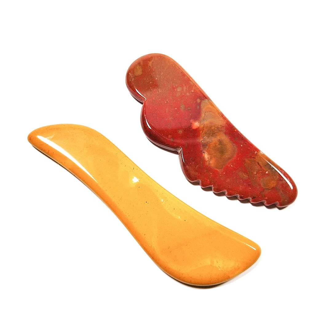 

Popular design Spiky Mookaite jasper gua sha board spiky guastone tool anti aging