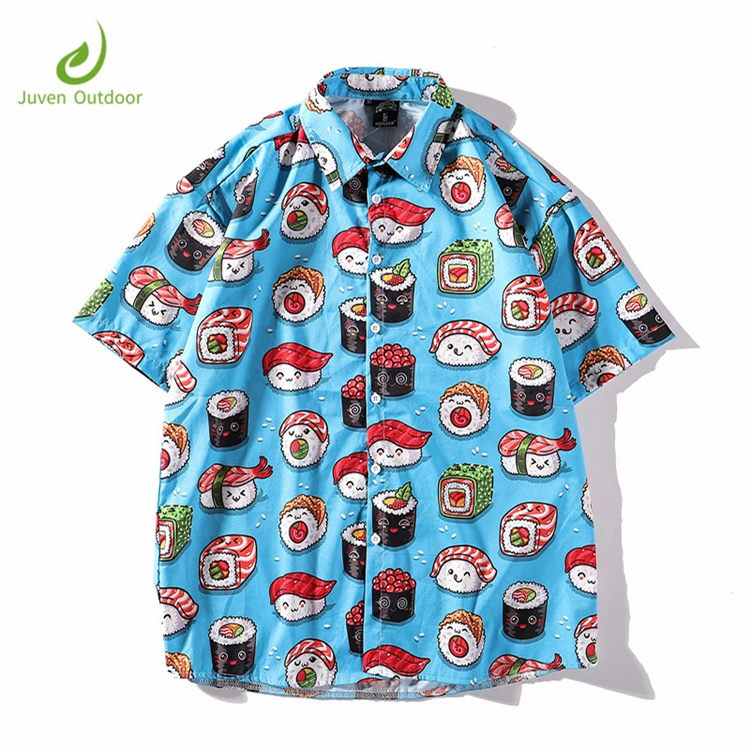 

Wholesale custom casual short sleeves Sea Island Hawaiian men's shirts, Custom color