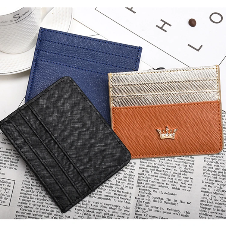 

Wholesale Fashion Real Saffiano Leather Slim Card Holder Minimalist Card Wallet CardHolder, Customized
