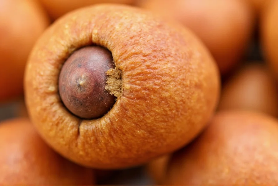 Close-up of Myristica fragrans fruit showing the nutmeg seed and mace aril