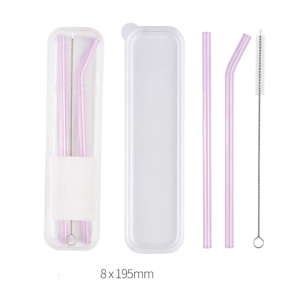 Popular products custom reusable glass straw set drinking straw glass