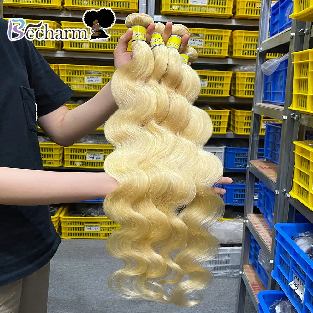 

Wholesale Cuticle Aligned Raw Virgin Body Wave 613 Blonde Human Hair Weave Bundles With Frontal Closure, Natural colors