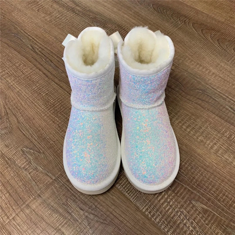 

Factory wholesale Australian Sheepskin shiny Sequin uggh snow boots for women glitter, Customized color