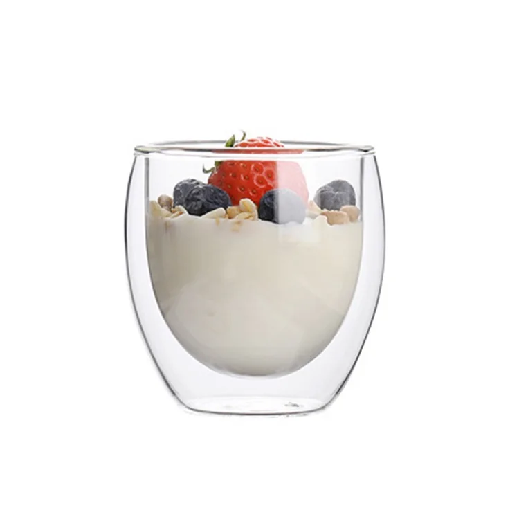 

Factory Wholesale Double-layer Glass Transparent Double-layer Insulated Milk Cup Creative Glass Water Cup