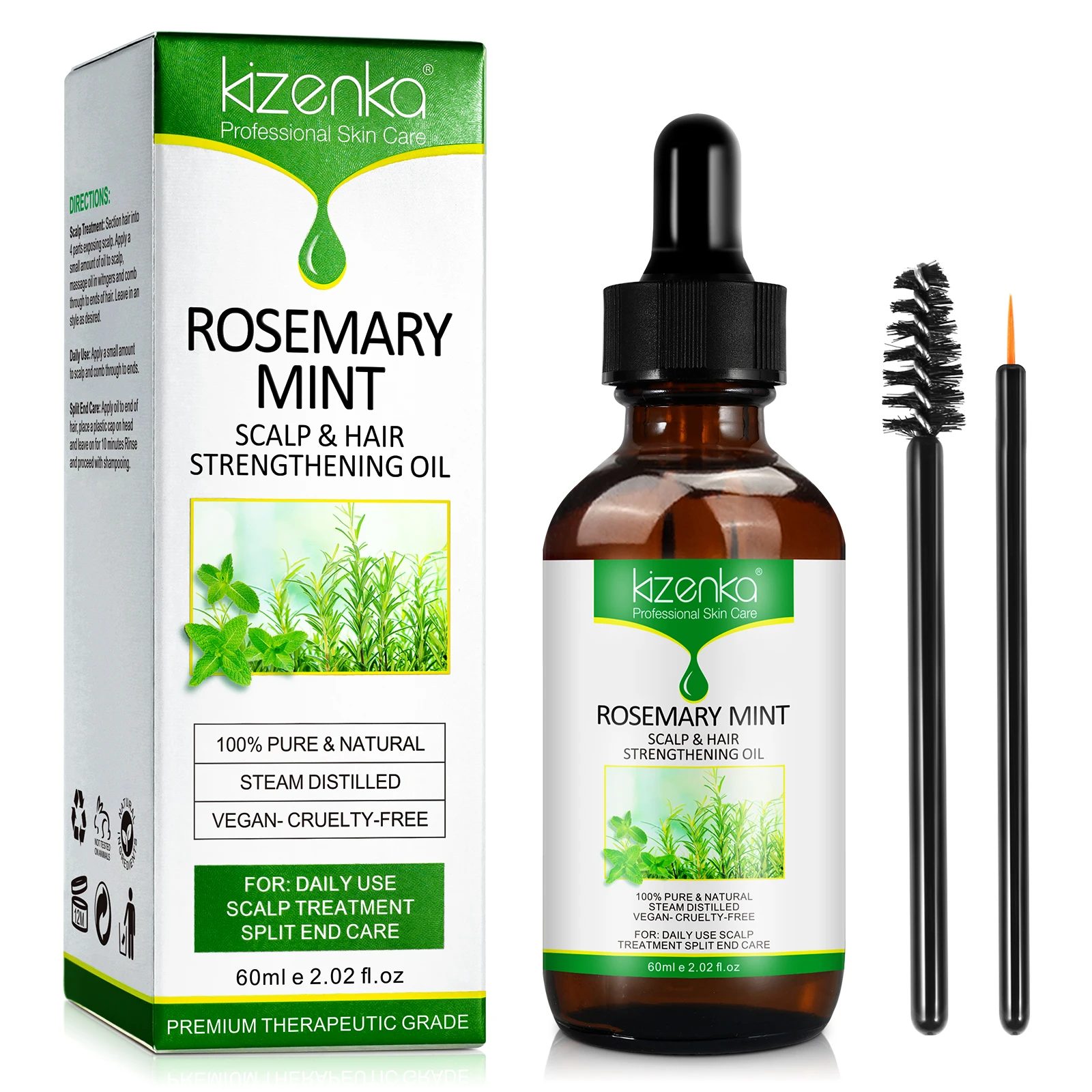 

KIZENKA daily scalp care split end care 100% pure rosemary mint hair growth oilrosemary mint scalp hair strengthening oil