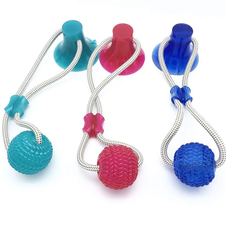 

Multifunction Pet Dog Molar Bite Toy with Suction Cup with Self-playing Rubber Chew Ball for Teeth Cleaning, Blue, orange, rose red, purple, green