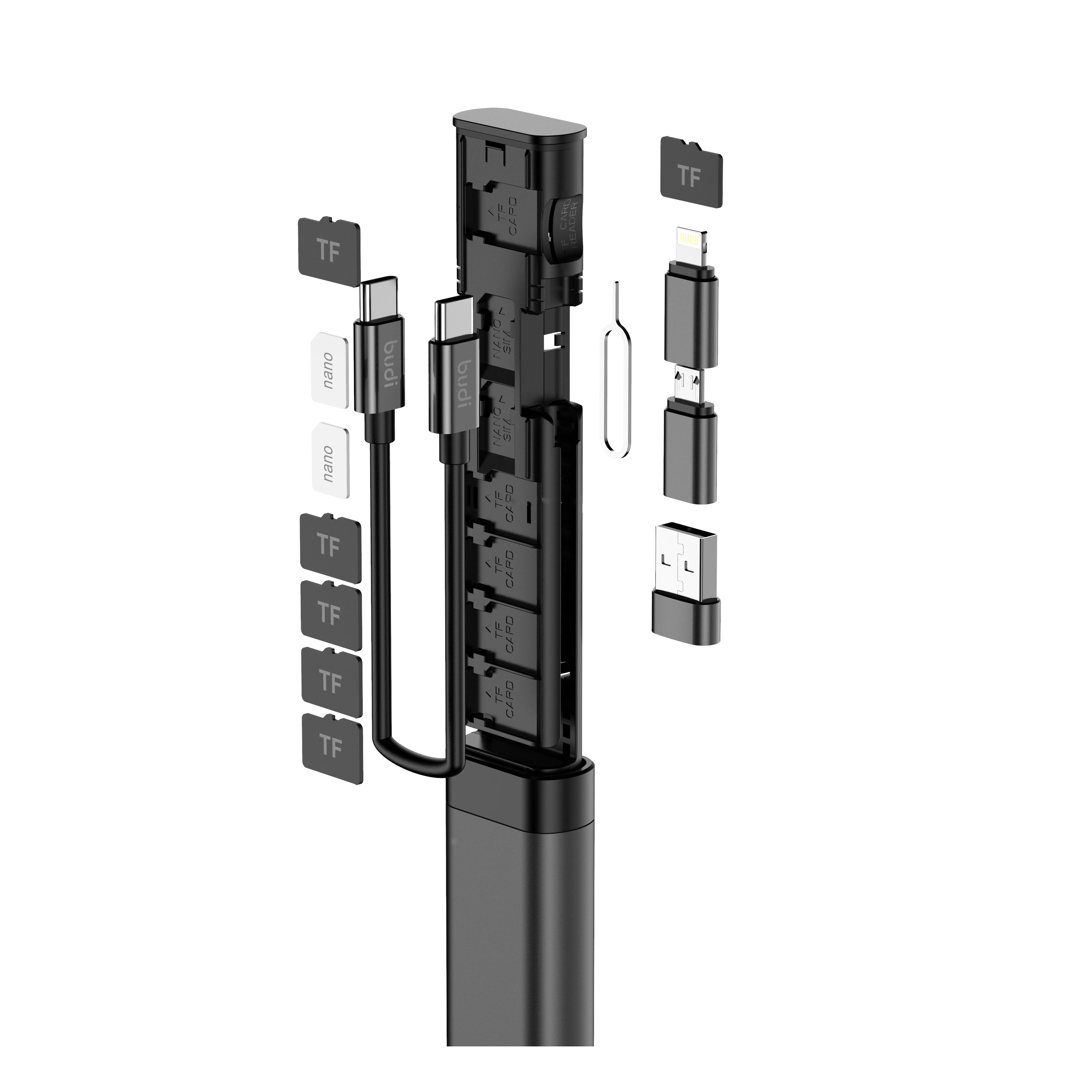 

Pogo New Arrival High Quality 9 in 1 Multifunctional Cable Stick USB Cable PD Fast Type C Micro TF Card On Stock, Black/red/oem