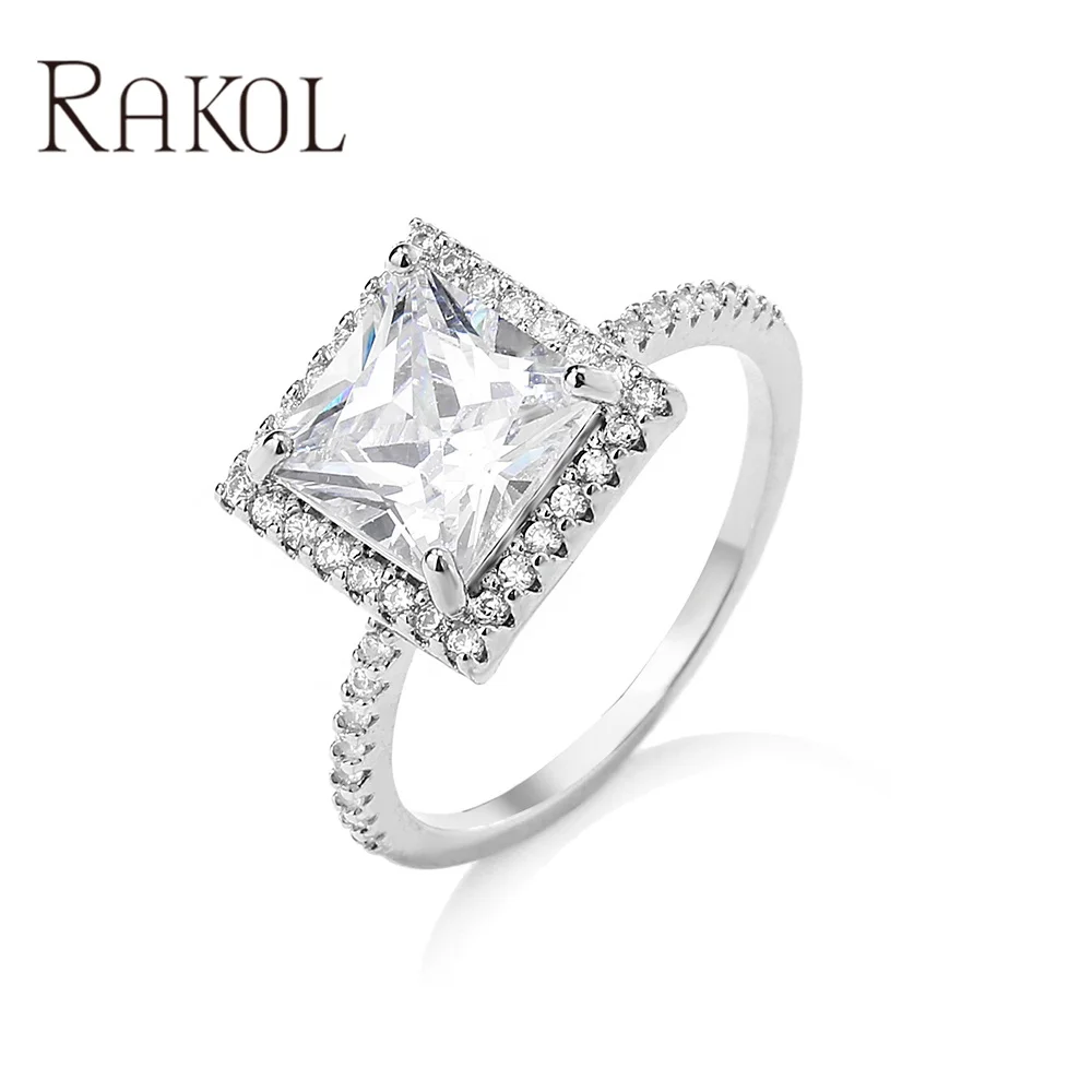 

RAKOL RP5044 S925 birthstone ring sterling silver wedding rings set women cubic zircon diamond ring